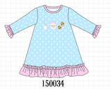 Blue Milk Santa Cookies Ruffle Dress Aaria Tees