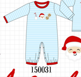 Blue Milk Santa Cookies Stripe Romper Aaria Tees