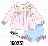 Pink Turkey Embroidery Gingham Bloomer Set Aaria Tees