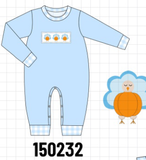 Blue Turkey Embroidery Romper Aaria Tees