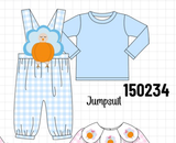 Blue Turkey Embroidery 2pc Jumpsuit Set Aaria Tees