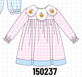 Pink Turkey Embroidery Gingham Dress Aaria Tees
