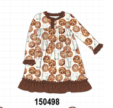 Brown Milk Cookie Print Ruffle Dress Aaria Tees