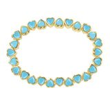 Stretchy Bezel Heart Bracelet Turquoise Aaria Tees