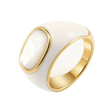 Mother of Pearl Enamel Signet Ring Aaria Tees