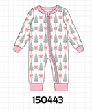 Pink Christmas Tree Bow Romper Aaria Tees