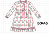 Pink Christmas Tree Bow Ruffle Dress Aaria Tees