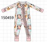 Pink Farm Animals Zip Bamboo Romper Aaria Tees