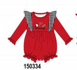Red Georgia Go Dawgs Embroidery Ruffle Bubble Aaria Tees