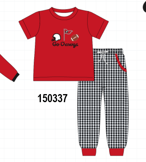 Red Georgia Go Dawgs Embroidery Pants Set