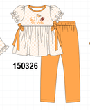 Orange Tennessee Go Vols Embroidery Bow Pants Set Aaria Tees