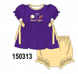 Purple LSU Geaux Tigers Embroidery Bloomer Set Aaria Tees