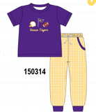 Purple LSU Geaux Tigers Embroidery Pants Set Aaria Tees