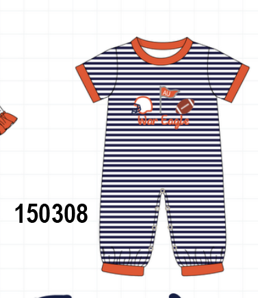 Auburn War Eagle Embroidery Romper
