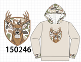 Camo Deer Applique Hoodie Aaria Tees