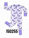 Purple Bow Zip Bamboo Romper Aaria Tees