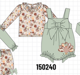 Sage Turkey Applique Bubble Set Aaria Tees