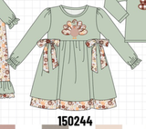 Sage Turkey Applique Dress Aaria Tees