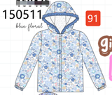 Blue Floral Ruffle Raincoat Aaria Tees