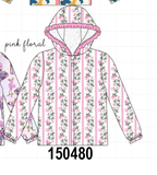Pink Floral Stripe Ruffle Raincoat Aaria Tees