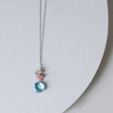 Aquamarine Quartz Silver Raindrop Cluster Necklace Aaria Tees