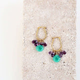 Chrysoprase & Amethyst Gold Earrings Aaria Tees