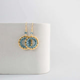 London Blue Quartz Mini Halo Earrings Aaria Tees
