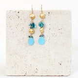 Blue Chalcedony & Aquamarine Gold Drop Earrings Aaria Tees