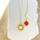 Peridot Halo Mini Gold Pendant Aaria Tees