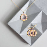 Rose Quartz Mini Halo Earrings Aaria Tees