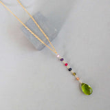 Peridot Green Quartz Yoga Pendant Necklace - Gold Aaria Tees