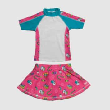 Girls 2-4  Short Sleeve Rashguard Set - Aaria Tees Aaria Tees