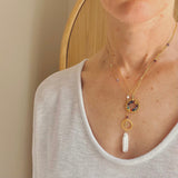 Rainbow Gemstone Halo Mini Gold Pendant Aaria Tees