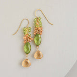 Citrine & Peridot Bezel Cluster Earrings Aaria Tees