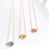 London Blue, Citrine and Garnet Minimalist Necklaces Aaria Tees