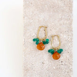 Dark Orange Chalcedony & Green Onyx Gold Earrings Aaria Tees