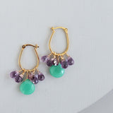 Chrysoprase & Amethyst Gold Earrings Aaria Tees