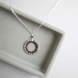 Black Spinel Halo Mini Sliver Pendant Aaria Tees