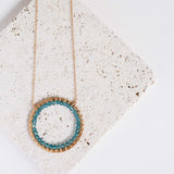 London Blue Quartz Halo Necklace Aaria Tees