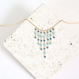 Blue Gemstone Mini Fringe Necklace Aaria Tees