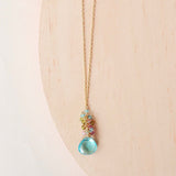 Aquamarine Quartz Gold Raindrop Necklace Aaria Tees