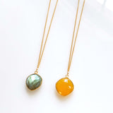 Yellow Chalcedony Pendant Necklace Aaria Tees
