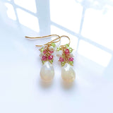 White Chalcedony Pastel Gemstone Earrings Aaria Tees