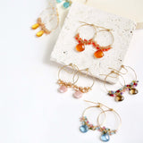 Dark Orange Chalcedony Swing Earrings Aaria Tees