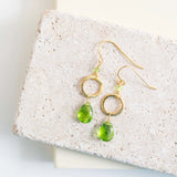 Peridot Green Quartz Gold Drop Earrings Aaria Tees