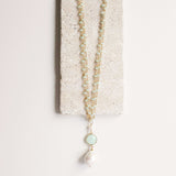 Aqua Chalcedony Pearl Convertible Necklace Aaria Tees