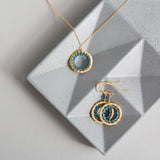 London Blue Quartz Mini Halo Earrings Aaria Tees