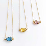 London Blue, Citrine and Garnet Minimalist Necklaces Aaria Tees
