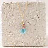 Aquamarine Quartz Silver Raindrop Cluster Necklace Aaria Tees