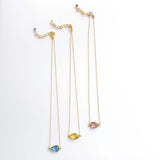 London Blue, Citrine and Garnet Minimalist Necklaces Aaria Tees